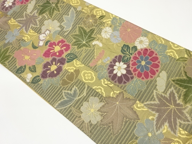 JAPANESE FUKURO OBI / WOVEN FLOWERS